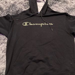 Champion hoodie with Camo lettering